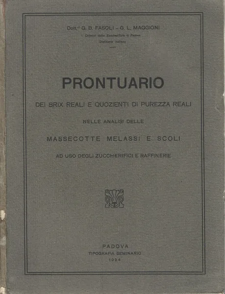 Prontuario dei brix reali e quozienti di purezza reali nelle …