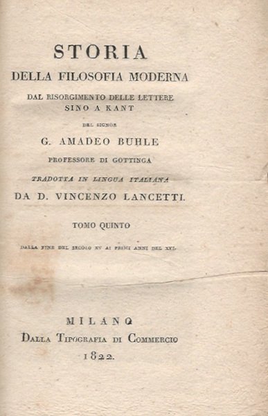 Storia della filosofia moderna, tomo quinto