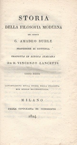 Storia della filosofia moderna, tomo nono
