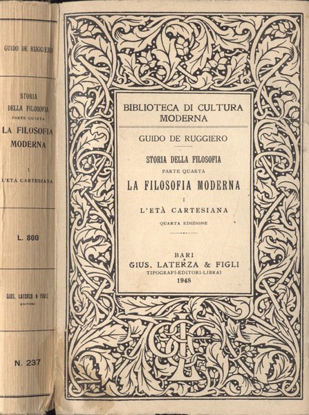 Storia della filosofia parte quarta. La filosofia moderna Vol. I
