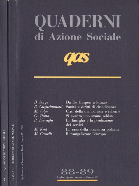 QAS Quaderni di azione sociale Anno 1992 n. 88, 89 …