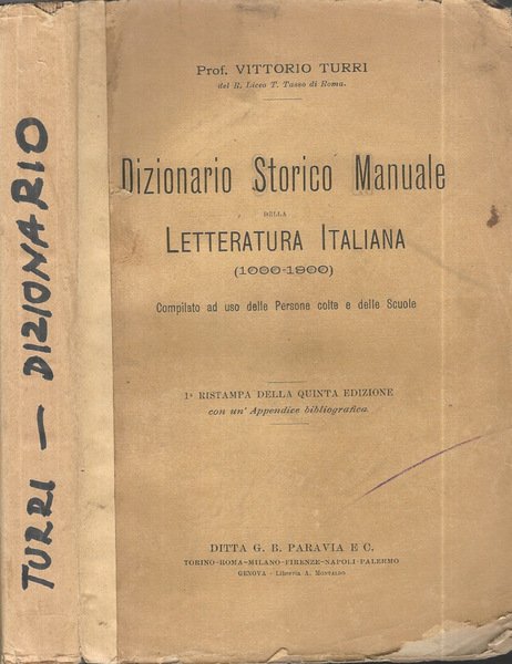 Dizionario Storico Manuale della Letteratura Italiana (1000-1900)