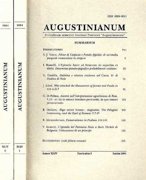 AUGUSTINIANUM anno XLIV - 2004 fasc.I-II