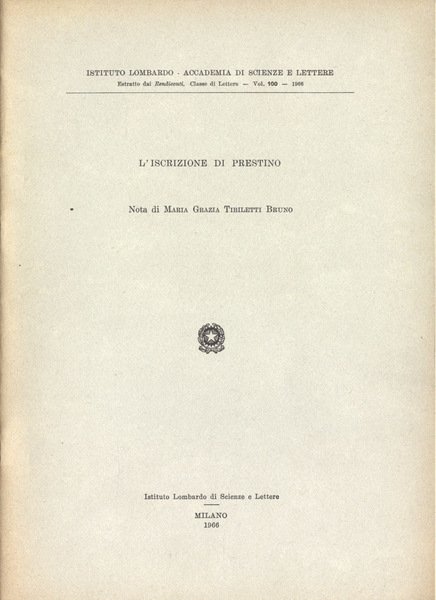 L' iscrizione di Prestino | Immagine principale
