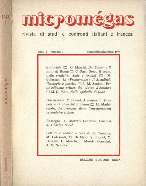 Micromègas Anno I n. I Settembre - Dicembre 1974