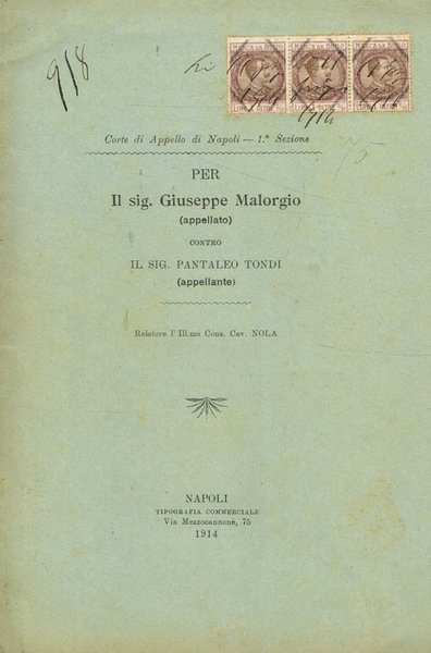 Corte d'Appello di Napoli, I sezione, per Il sig. Giuseppe … | Immagine principale