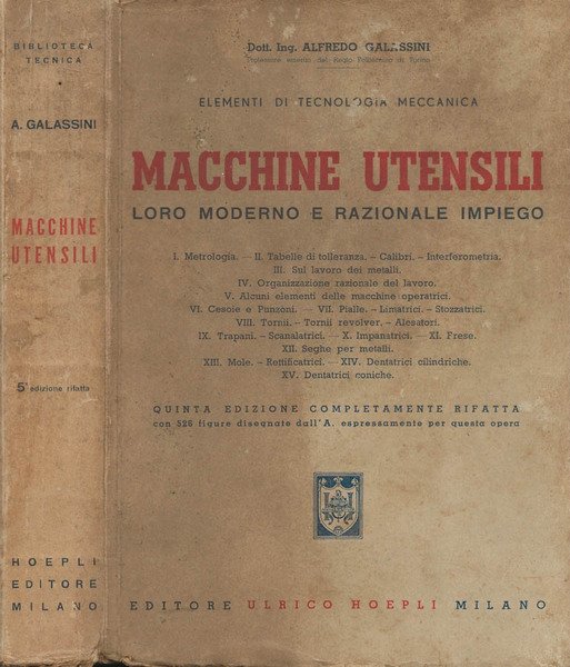 Macchine utensili Loro moderno e razionale impiego