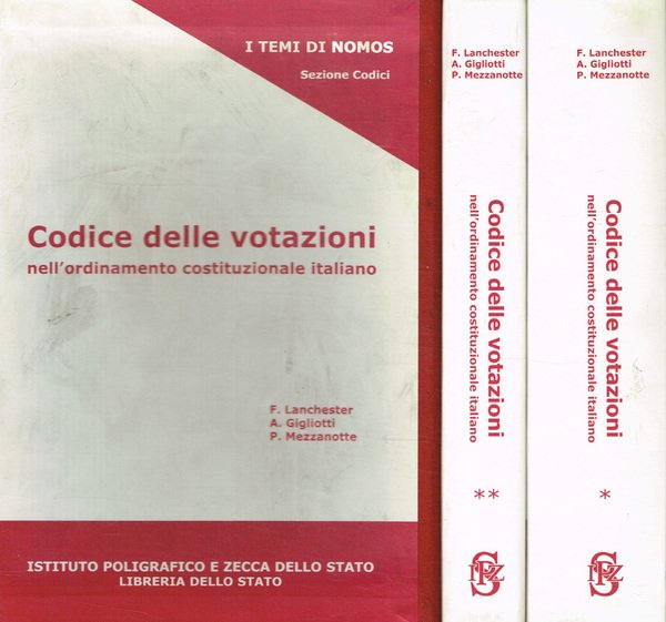 Codice delle votazioni nell'ordinamento costituzionale italiano 2voll.