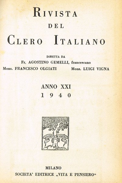 RIVISTA DEL CLERO ITALIANO anno XXI - 1940