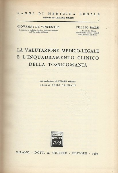 La valutazione medico-legale e l'inquadramento clinico della tossicomania