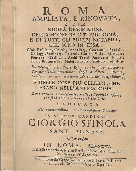Roma ampliata e rinnovata o sia nuove descrizione della moderna …