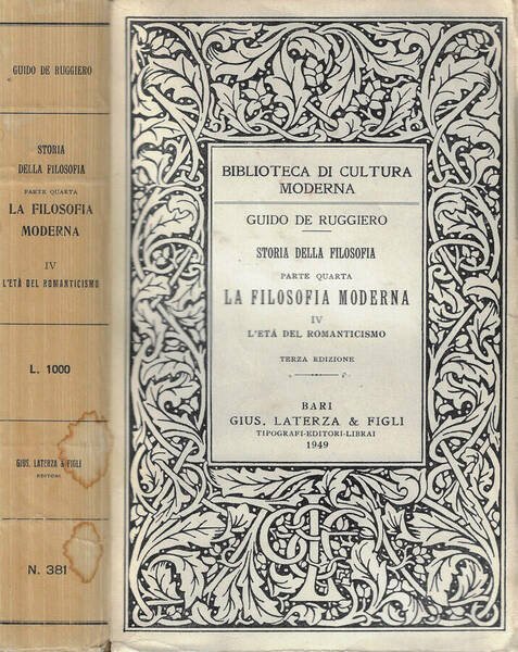 Storia della filosofia Parte quarta-La filosofia moderna vol. IV-L'età del romanticismo