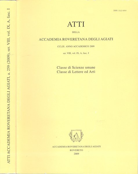 Atti della Accademia Roveretana degli Agiati - Anno Accademico 2009 | Immagine principale