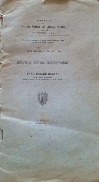 Contributo allo studio delle associazioni batteriche nella tubercolosi polmonare | Immagine principale
