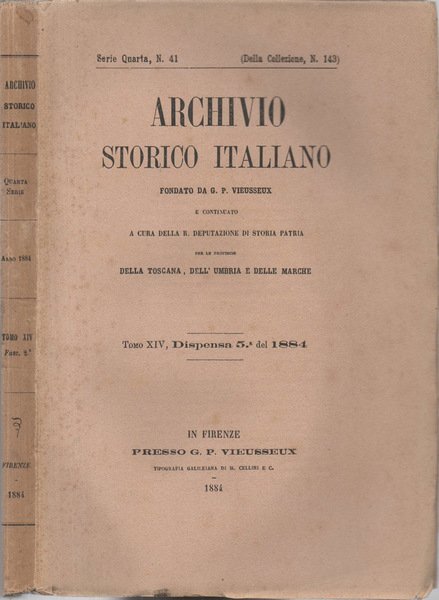 Archivio Storico Italiano fondato da G. P. Vieusseux e continuato … | Immagine principale