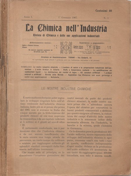 La Chimica nell'Industria - 1907