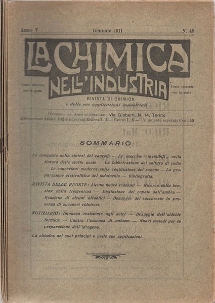 La Chimica nell'Industria - 1911