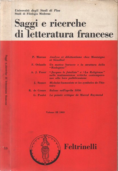 Saggi e ricerche di letteratura francese