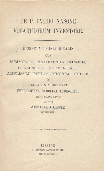 De P. Ovidio Nasone Vocabulorum Inventore