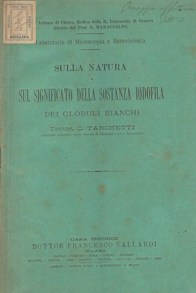 Sulla natura e sul significato della sostanza iodofila dei globuli …