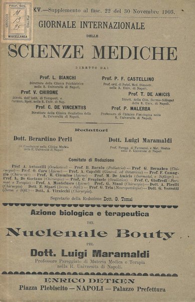 Azione biologica e terapeutica del Nuclenale Bouty