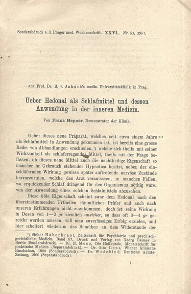 Ueber Hedonal als Schlafmittel und dessen Anwendung in der inneren …