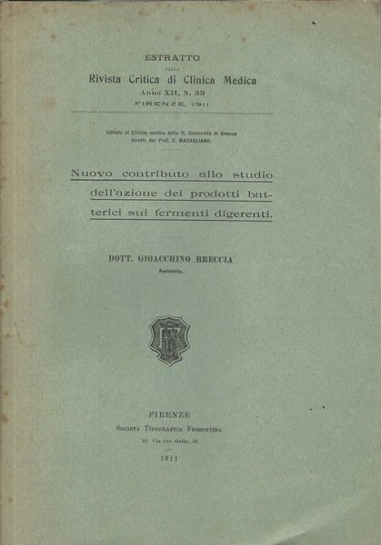 Nuovo contributo allo studio dell'azione dei prodotti batterici sui fermenti … | Immagine principale