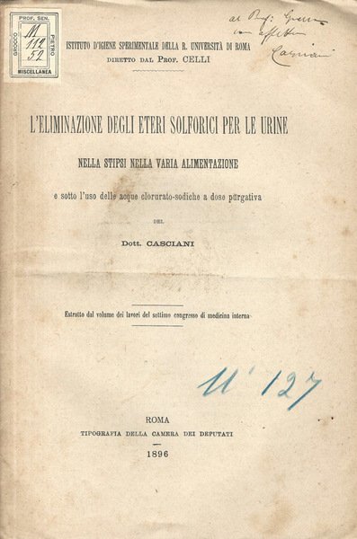L'eliminazione degli eteri solforici per le urine nella stipsi nella …