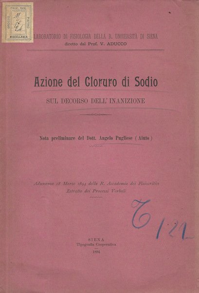 Azione del cloruro di sodio sul decorso dell'inanizione