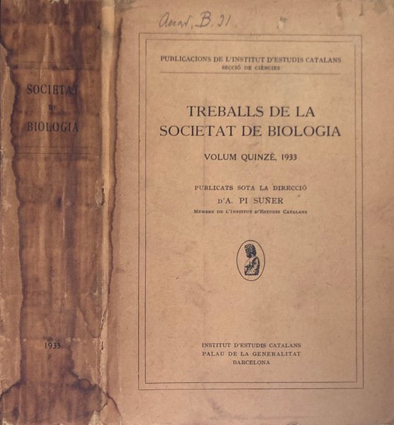 Treballs De La Societat De Biologia,Volum quinze, 1933