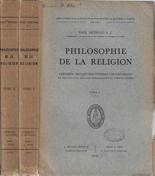 Philosophie de la religion tome I, II | Immagine principale