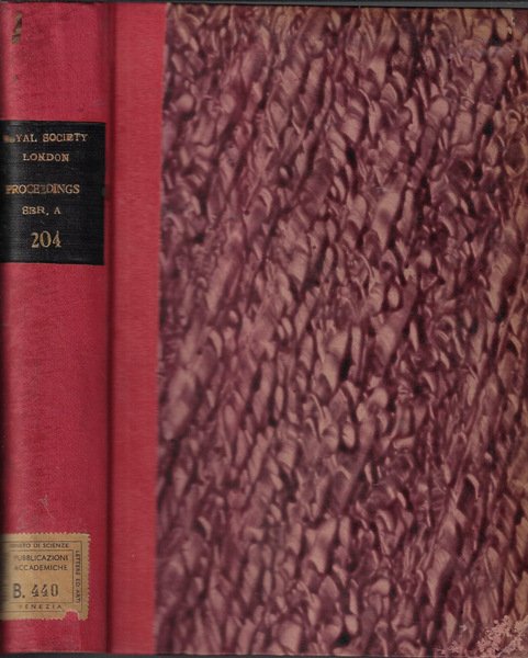 Proceedings of the Royal Society of London Vol 204 series …