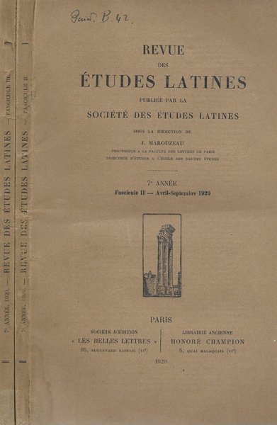 Revue des études latines publiée par la Société des études … | Immagine principale