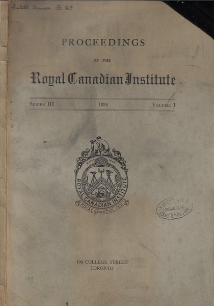 Proceedings of the Royal Canadian Institute series III 1936 Volume …