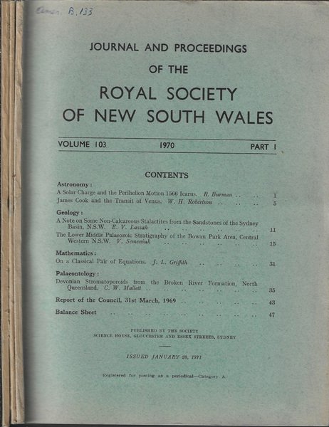 Journal and proceedings of the Royal Society of New South …