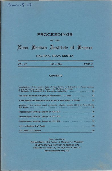 Proceedings of the Nova Scotian Institute of Science Halifax, Nova … | Immagine principale