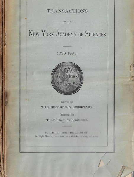 Transactions of the New York Academy of Sciences Vo. X … | Immagine principale