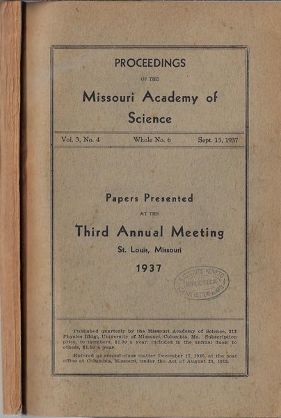 Proceedings of the Missouri Academy of Science Volume 3 N. … | Immagine principale