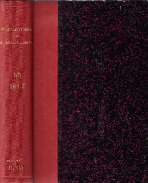 Giornale storico della letteratura italiana volume LX 1912 | Immagine principale