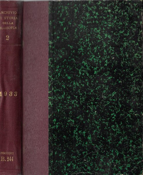 Archivio di storia della filosofia anno 1933
