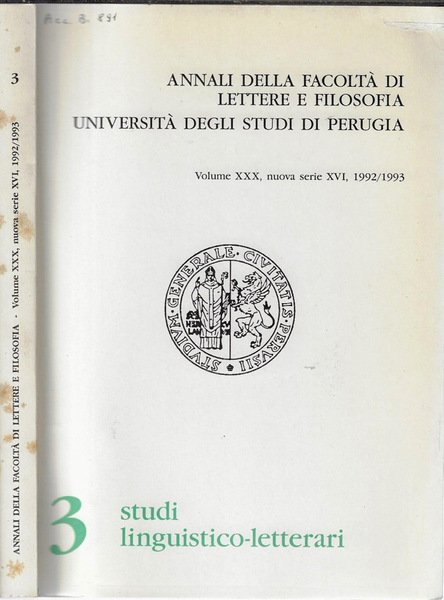 Annali della facoltà di lettere e filosofia Università degli studi …