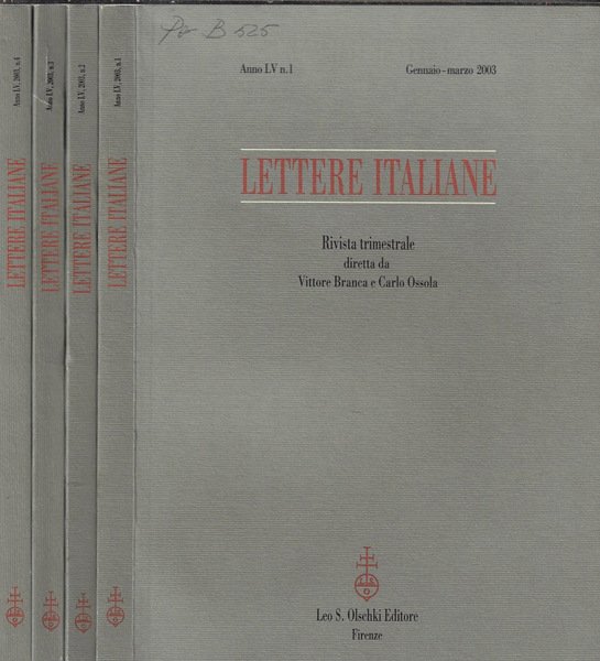 Lettere italiane anno 2003 N. 1, 2, 3, 4
