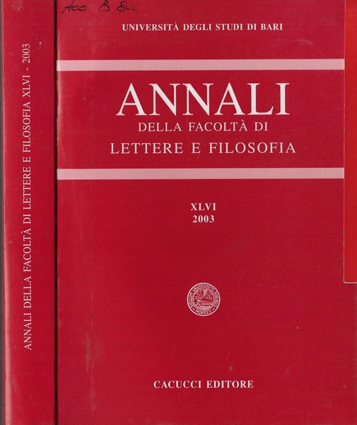 Università degli Studi di Bari annali della Facoltà di Lettere …