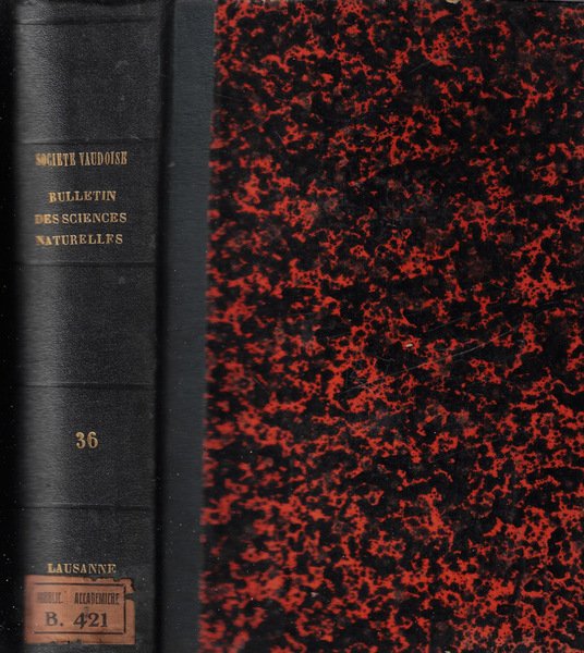 Bulletin de la Société Vaudoise des sciences naturelles Vol. XXXVI …