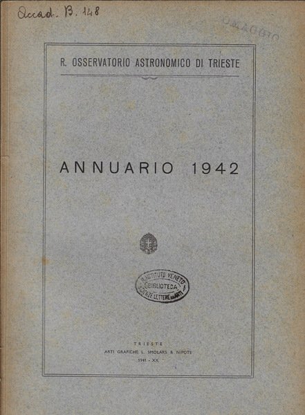R. Osservatorio Astronomico di Trieste annuario 1942