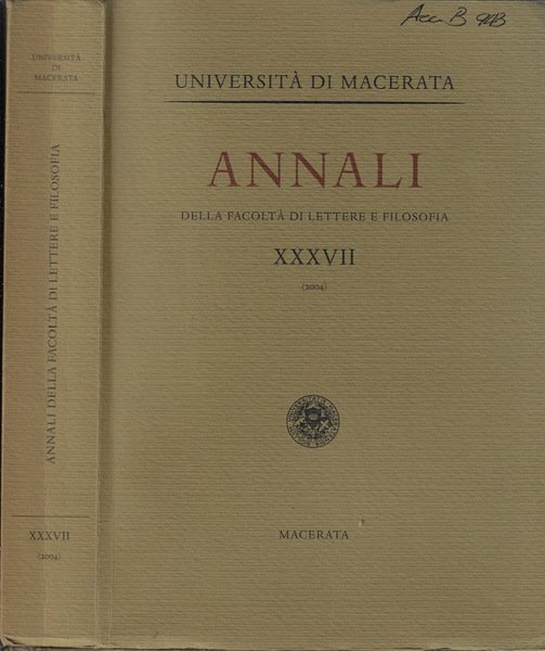 Università di Macerata annali della Facoltà di Lettere e Filosofia …