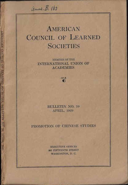 American council of learned societies bulletin No. 10 april 1929
