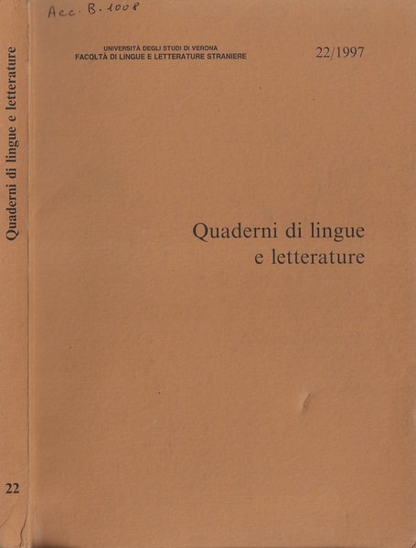 Quaderni di lingue e letterature N. 22 1997