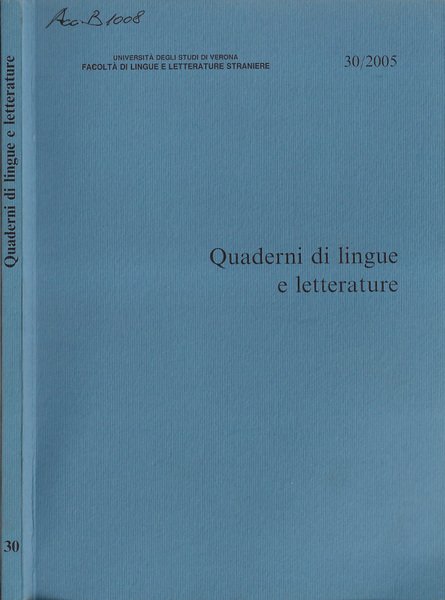 Quaderni di lingue e letterature N. 30 2005