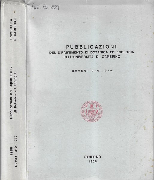 Pubblicazioni del Dipartimento di Botanica ed Ecologia dell'Università di Camerino …